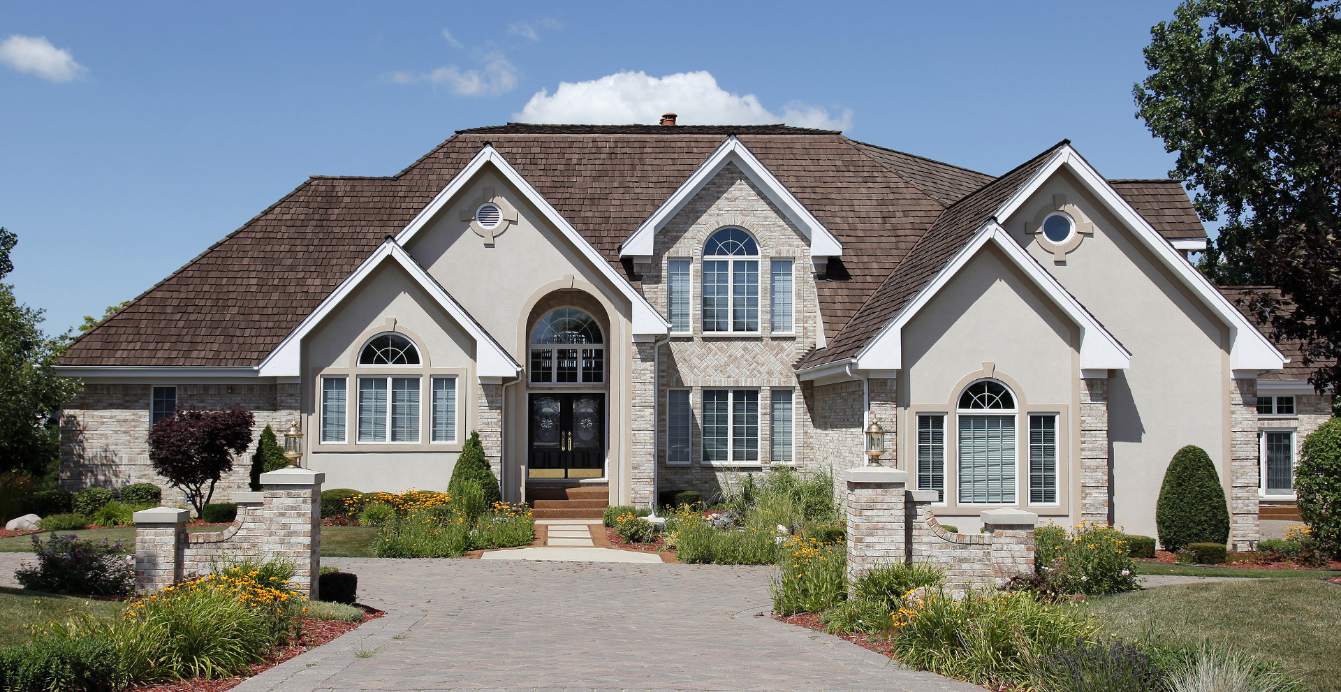 Luxury custom home at twilight